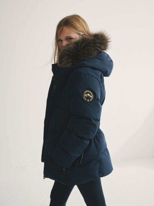 Superdry Navy Belted Puffer Coat