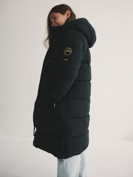 Superdry Black Longline Puffer Coat