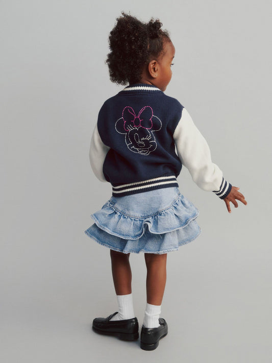 Gap Navy/White Disney Minnie Mouse Varsity Cardigan (6mths-5yrs)
