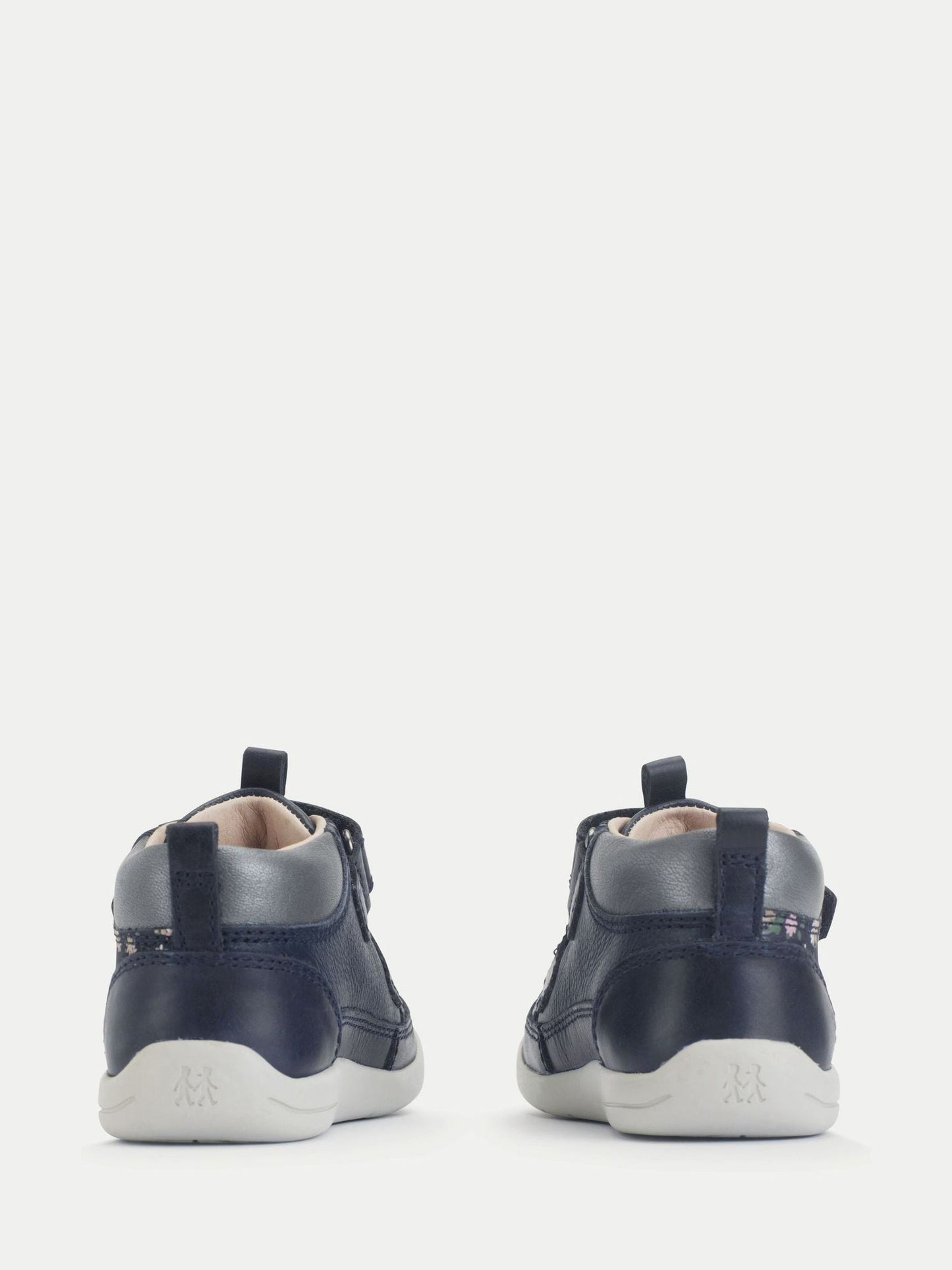 Start-Rite Girls Blue Rove Leather Double Rip-Tape Closed Floral Print First Ankle Boots