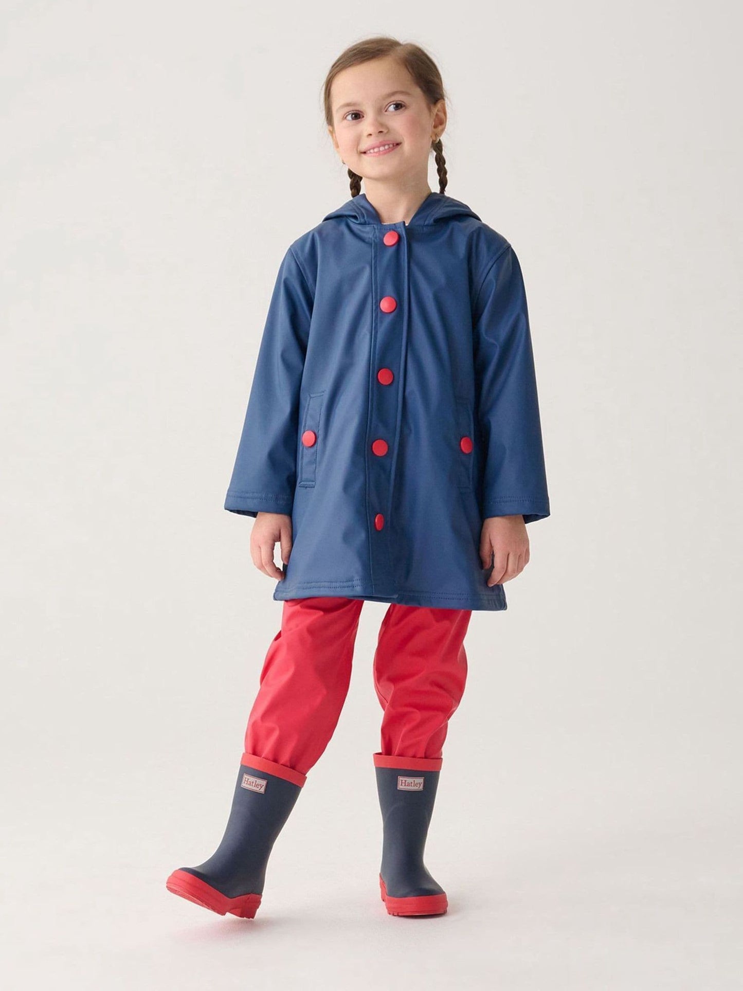 Hatley Blue Navy and Red Matte Rain Wellies
