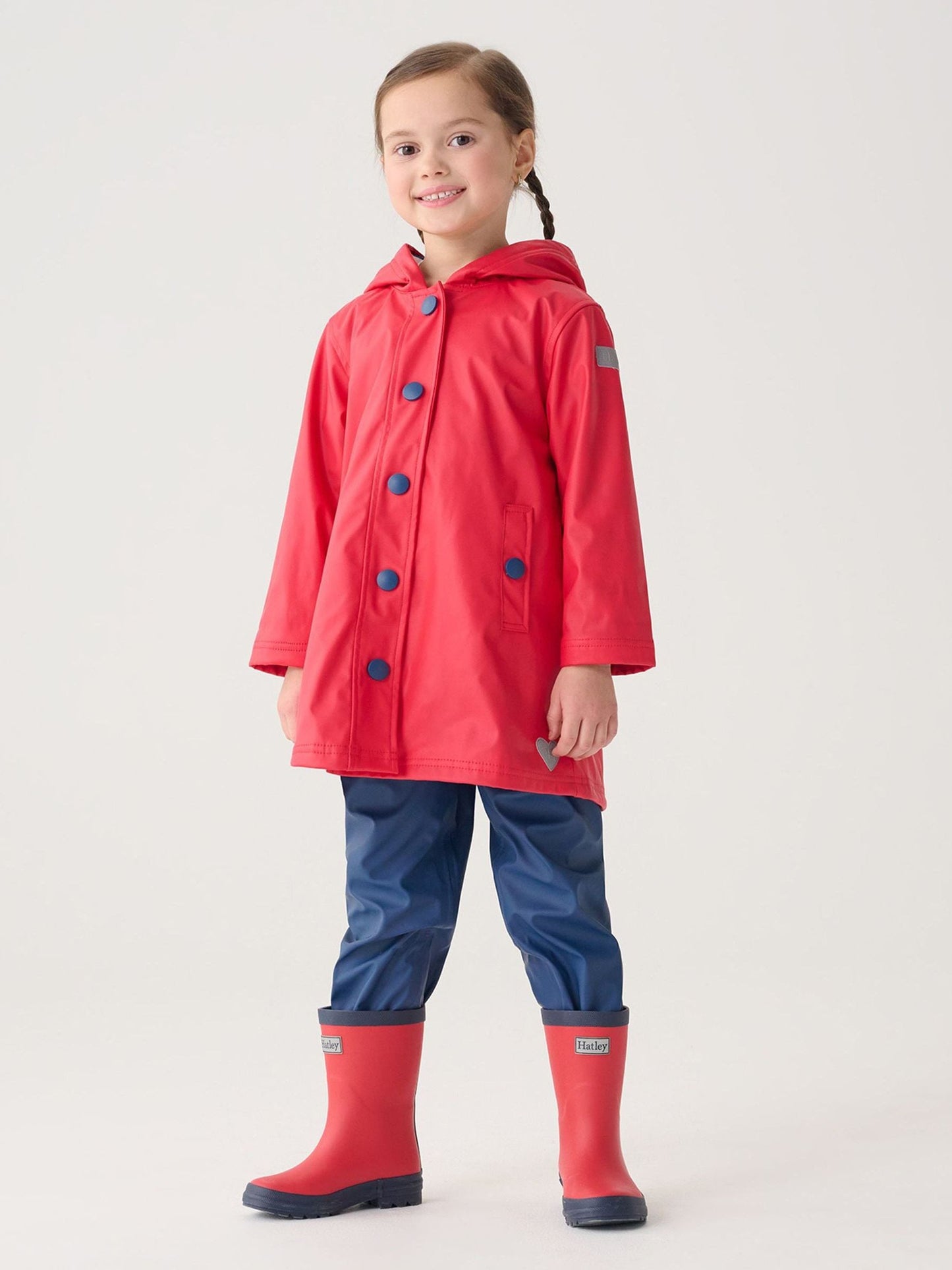 Hatley Red and Navy Matte Rain Wellies