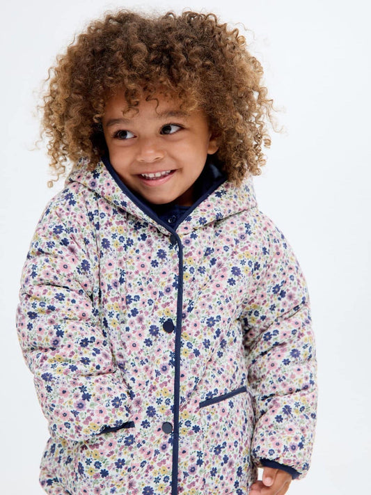 Mango Blue Floral Print Quilted Jacket