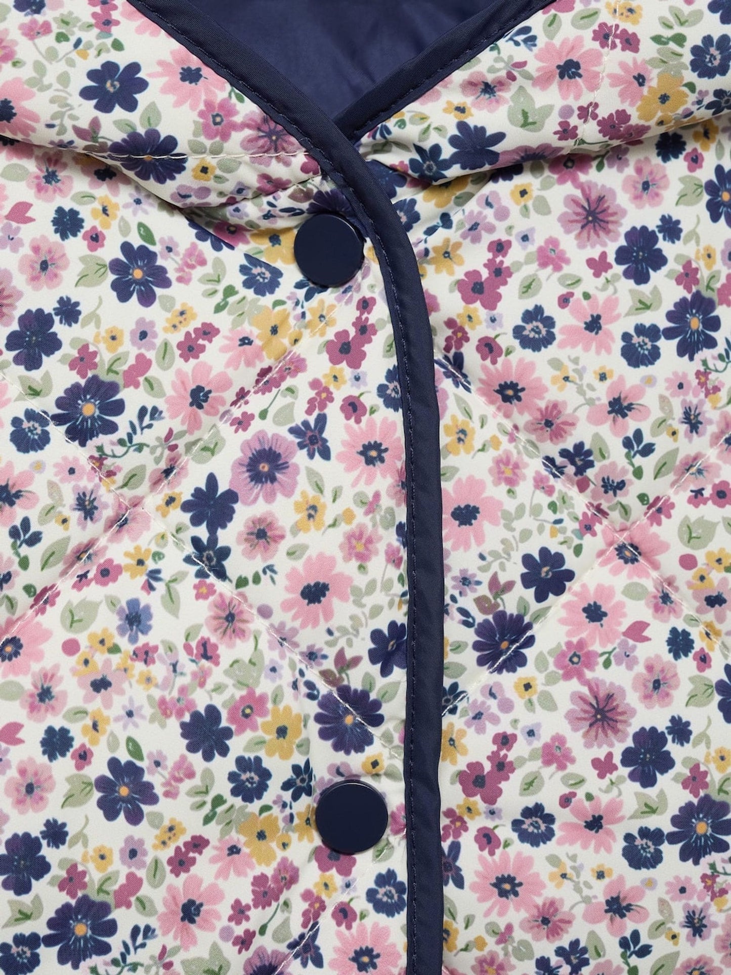 Mango Blue Floral Print Quilted Jacket