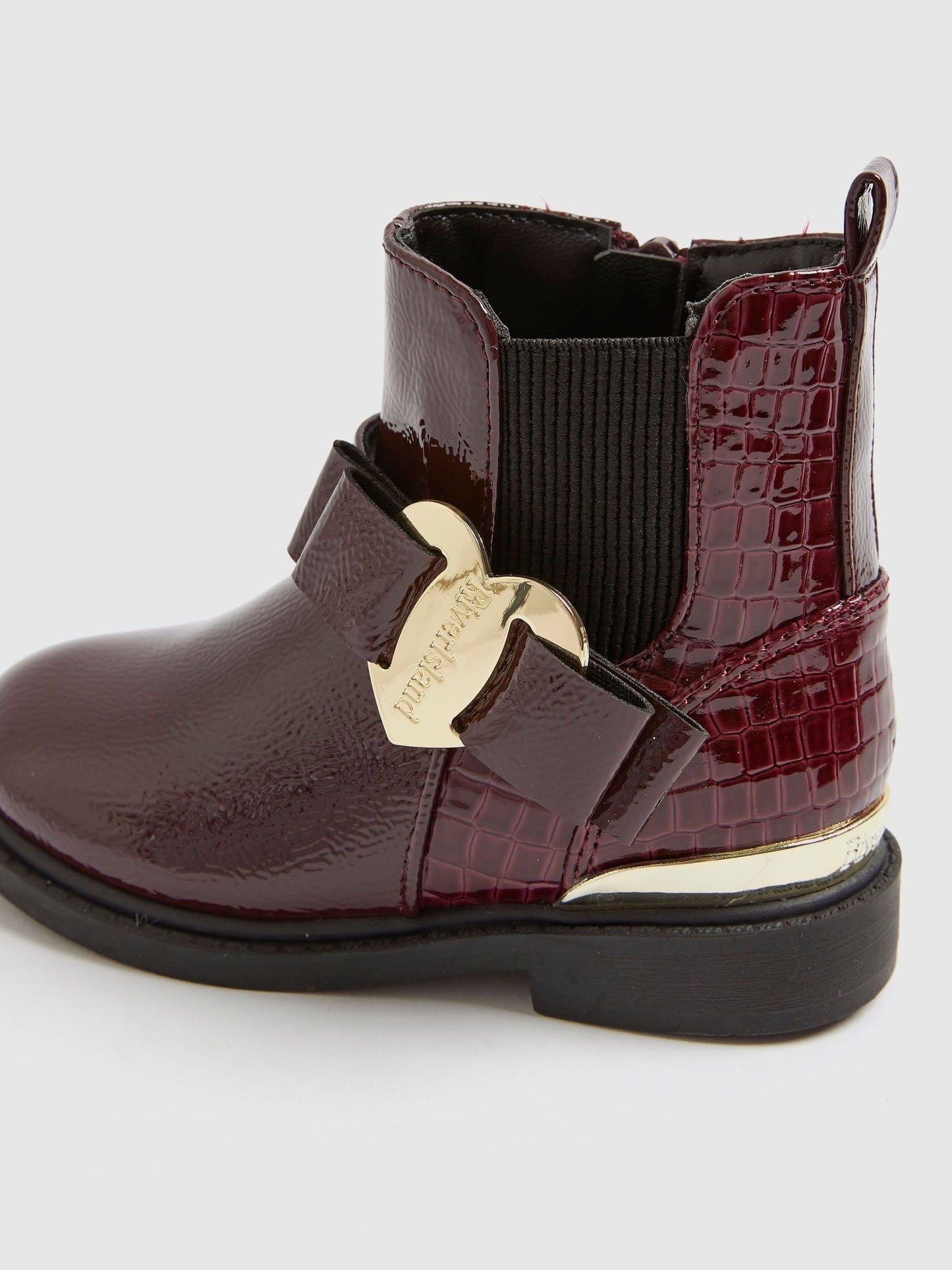 River Island Red Girls Patent Heart Bow Chelsea Boots