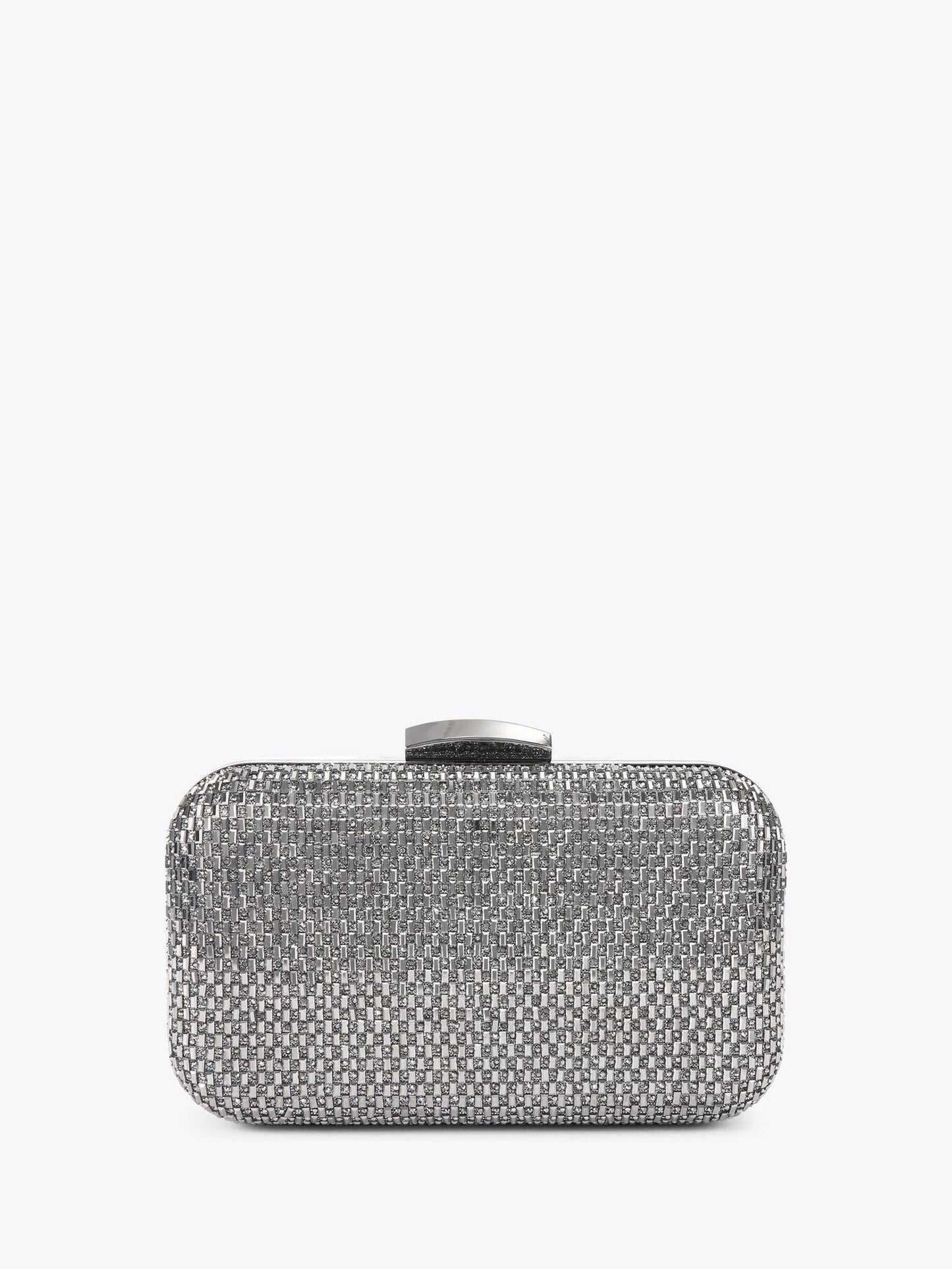 KG Kurt Geiger Koyu Gümüş Box Clutch Çanta