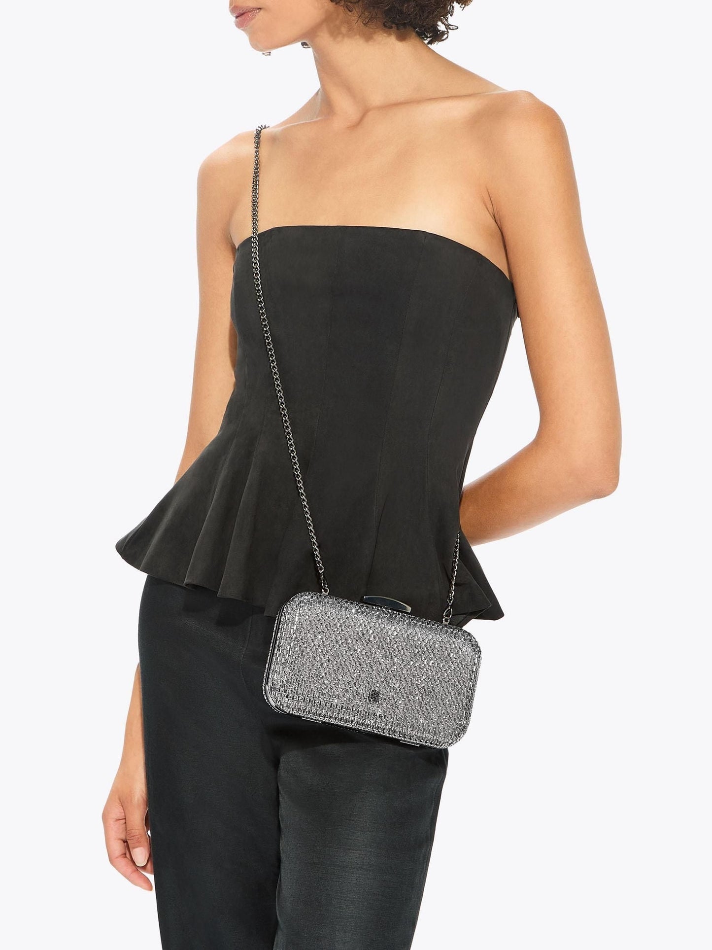 KG Kurt Geiger Koyu Gümüş Box Clutch Çanta