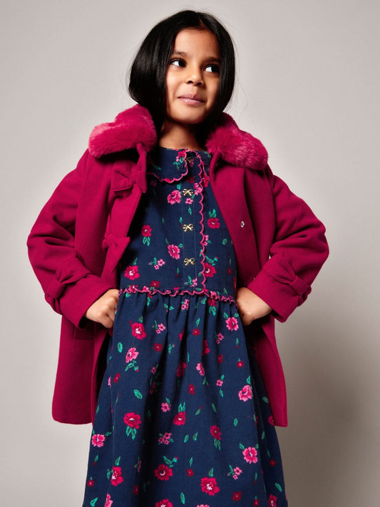 Monsoon Red Faux Collar Bow Coat