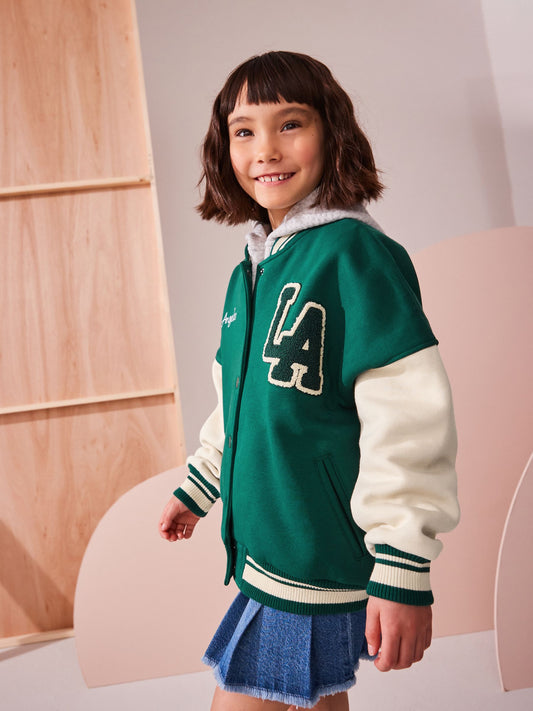 Green Varsity Embroidered Jacket (3-16yrs)
