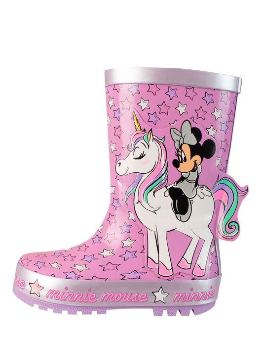 Character Pink Minnie Mouse Unicorn Print Wellies