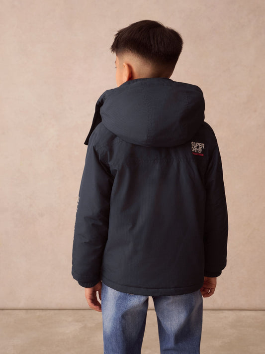 Superdry Black Fleece Lined Ripstop Coat