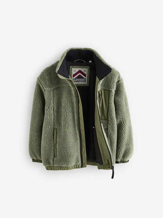 Superdry Green Borg Zip Through Jacket
