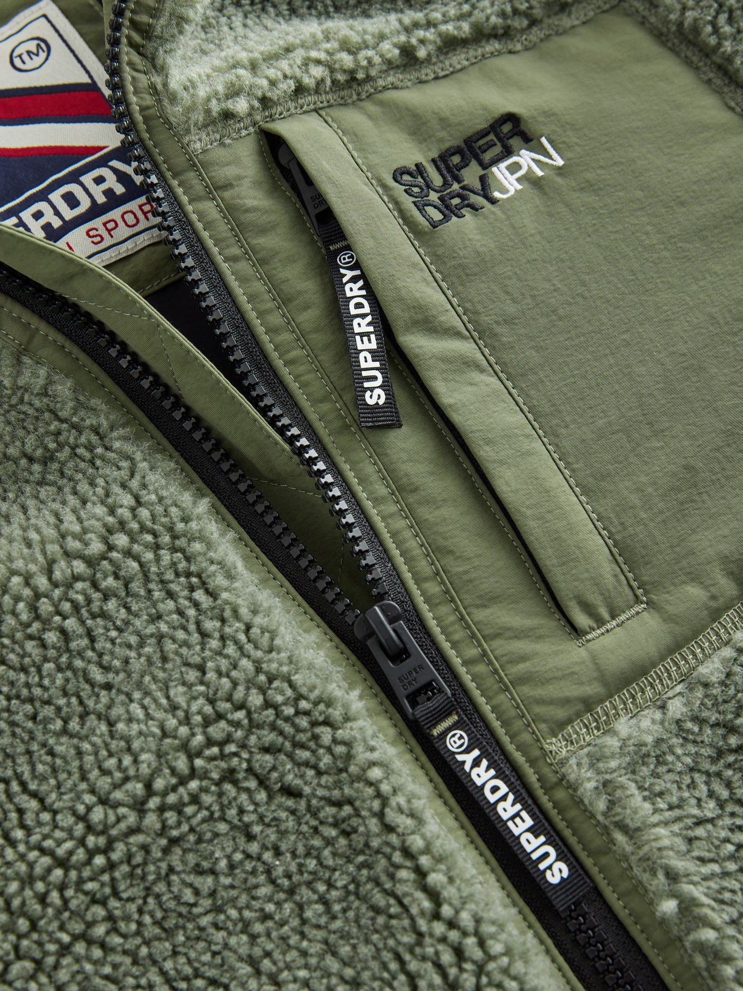 Superdry Green Borg Zip Through Jacket