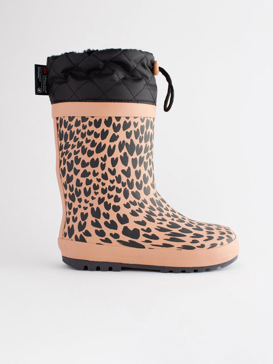 Kahverengi Hayvan Desenli Kıvrık Paçalı Yağmur Çizmesi