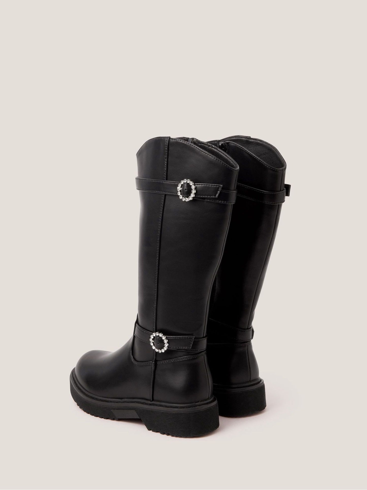 Monsoon Black Diamante Buckle Knee High Boots