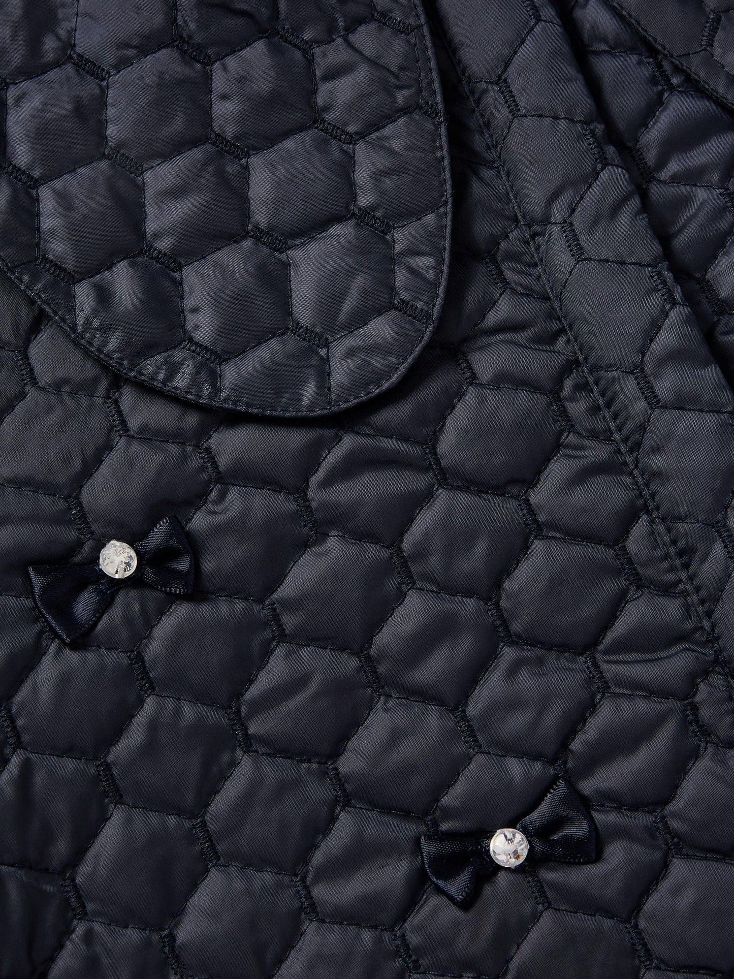 Monsoon Blue Bow Quilted Collar Jacket