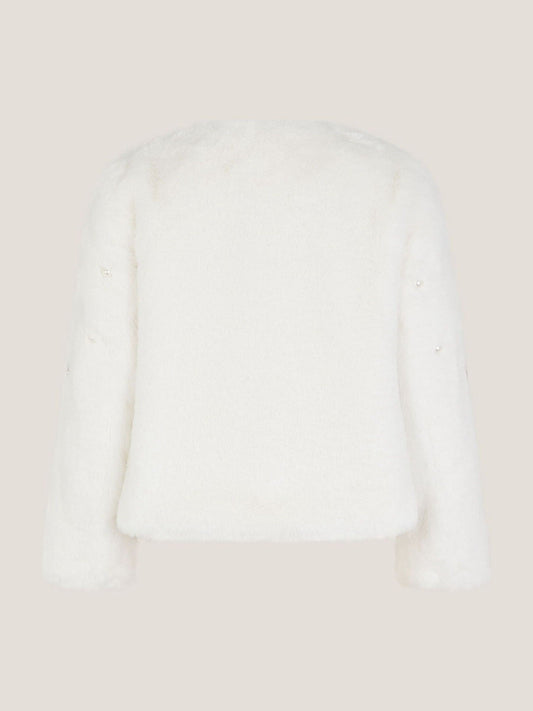 Monsoon Natural Embellished Faux Fur Coat