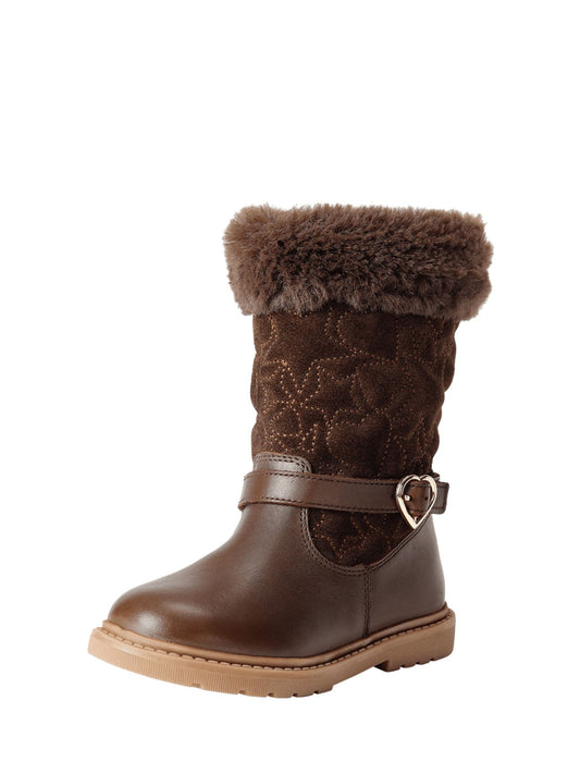 ToeZone Girls Sara Fur Warm Winter Brown Boots