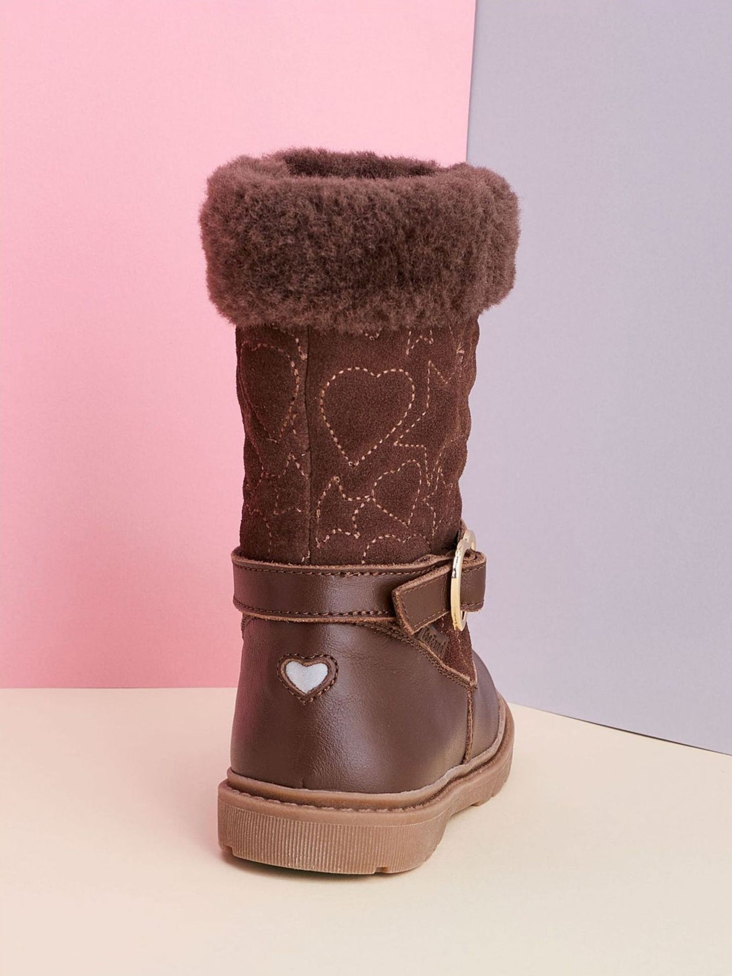 ToeZone Girls Sara Fur Warm Winter Brown Boots
