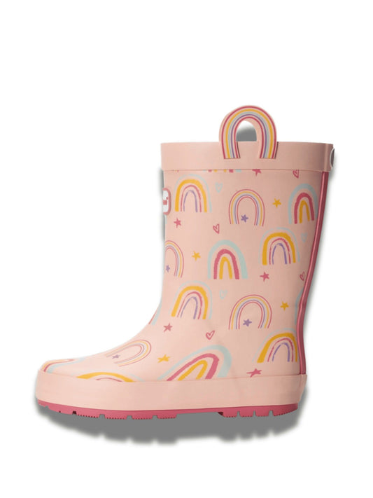 ToeZone Girls Pink Rainbow Waterproof Wellies