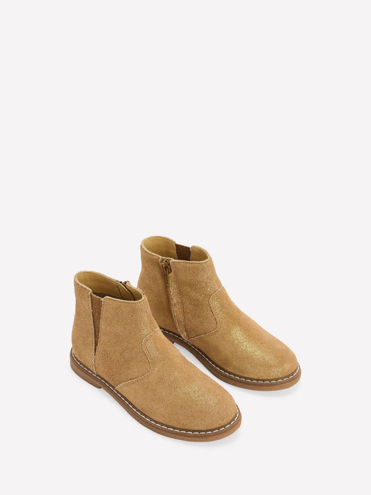 Boden Gold Suede Ankle Boots