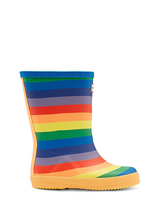Hunter Yellow Original First Classic Rainbow Print Wellington Boots
