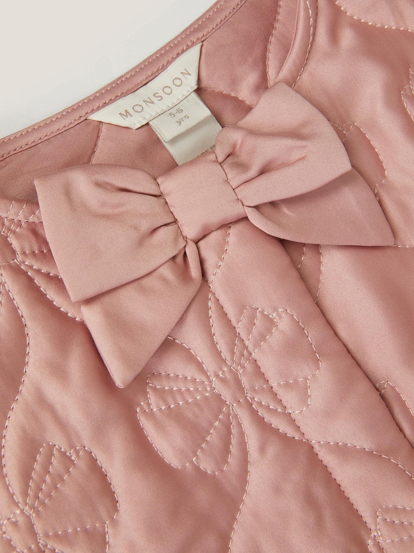 Monsoon Pink Bow Quilted Satin Jacket