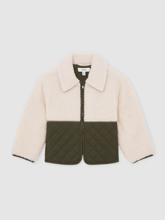 Reiss Ecru Jeanie 3-9 yrs Quilted Borg Jacket