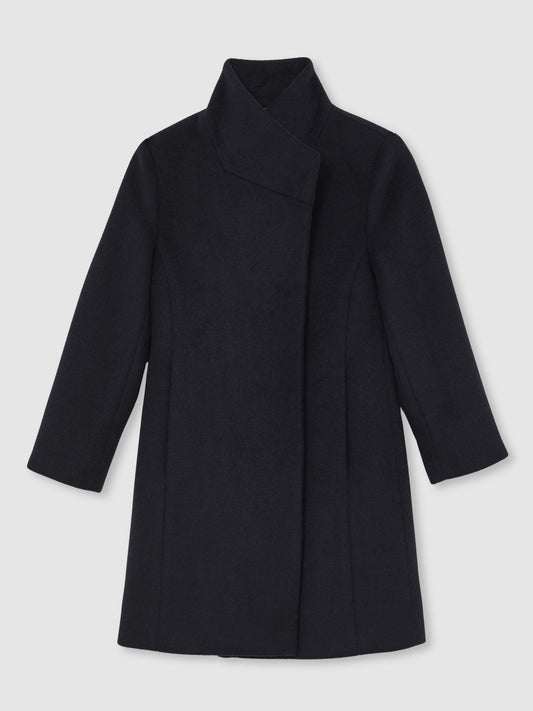 Reiss Navy Kia 9-13 yrs Wool-Blend Funnel-Neck Coat