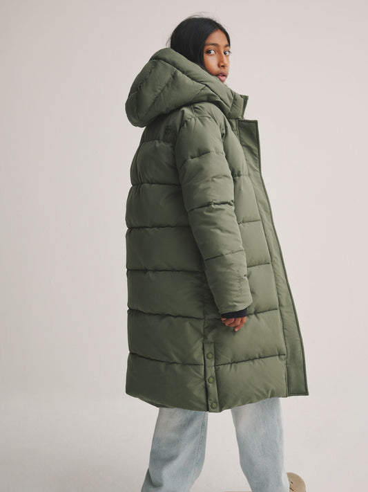 Superdry Green Longline Puffer Coat