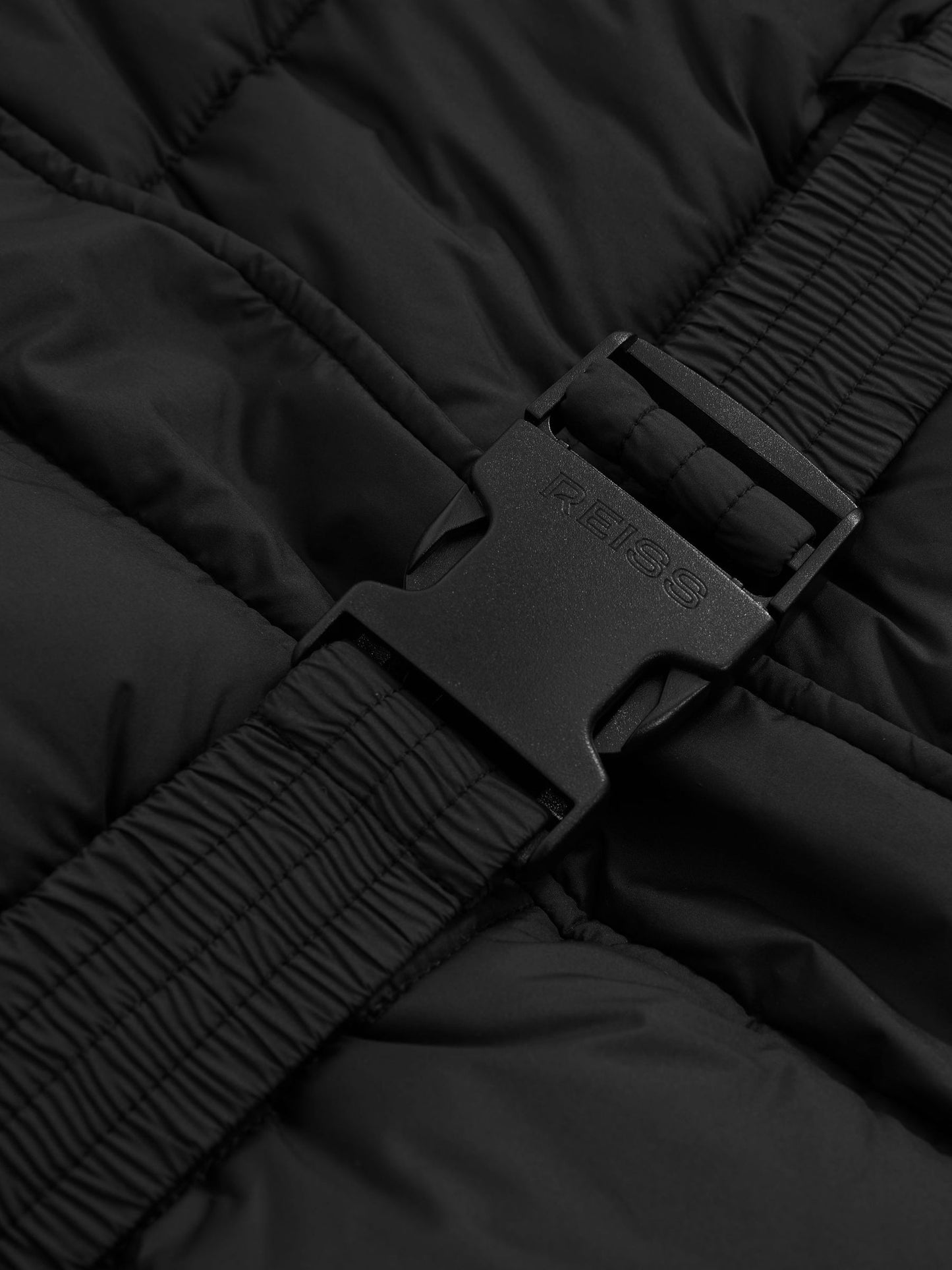 Reiss Black Ava 3-9 yrs Short Belted Puffer Coat