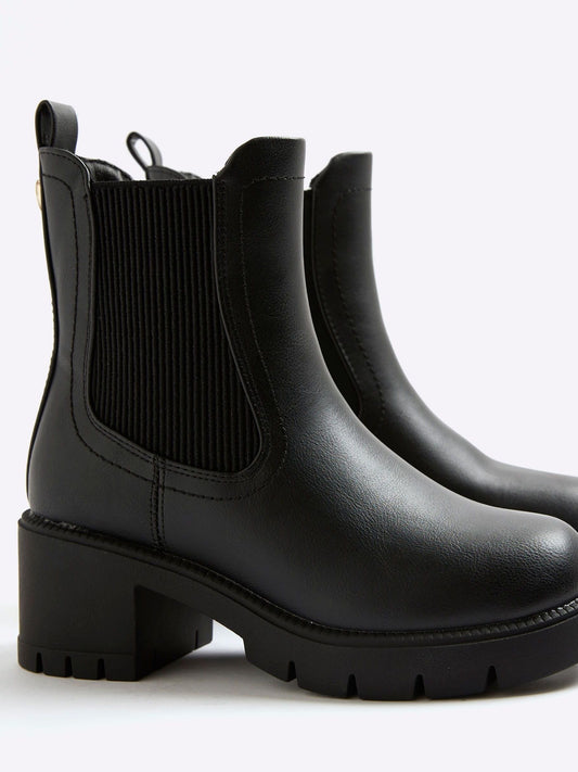 River Island Black Heart Heeled Chelsea Boots