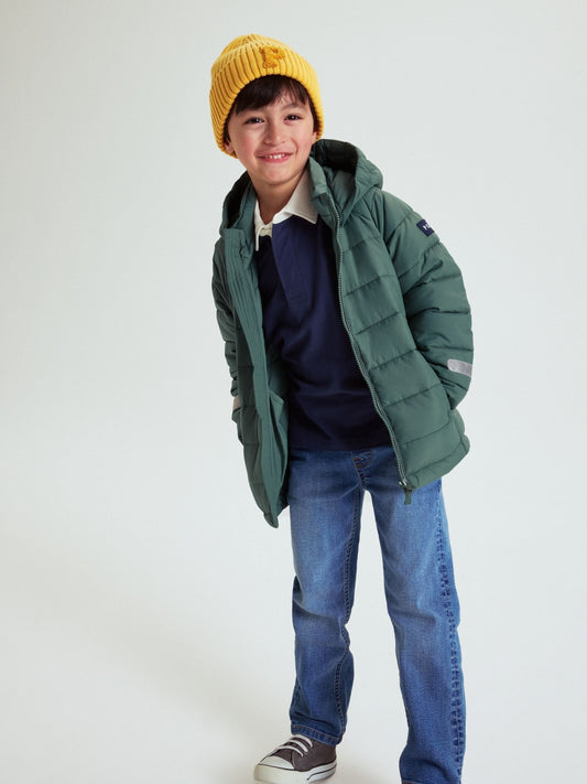 Polarn O. Pyret Green Quilted Water Resistant Puffer Coat