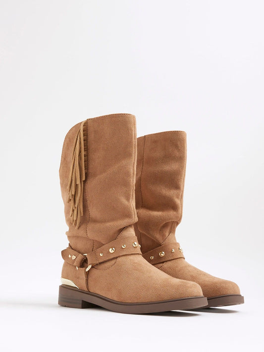 River Island Brown Girls Slouch Tassel Boots