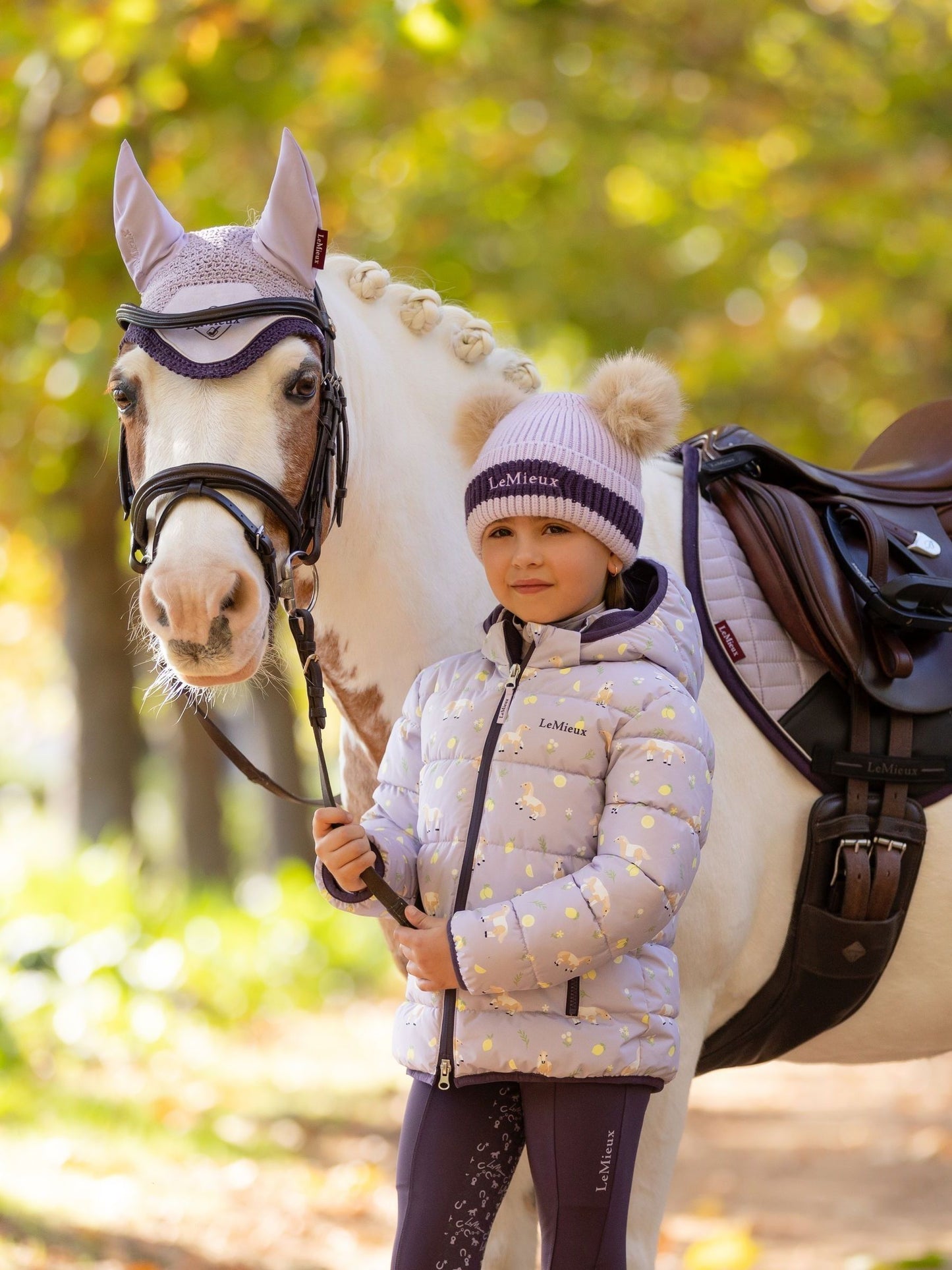 LeMieux Purple Mini Printed Lilo Puffer Jacket