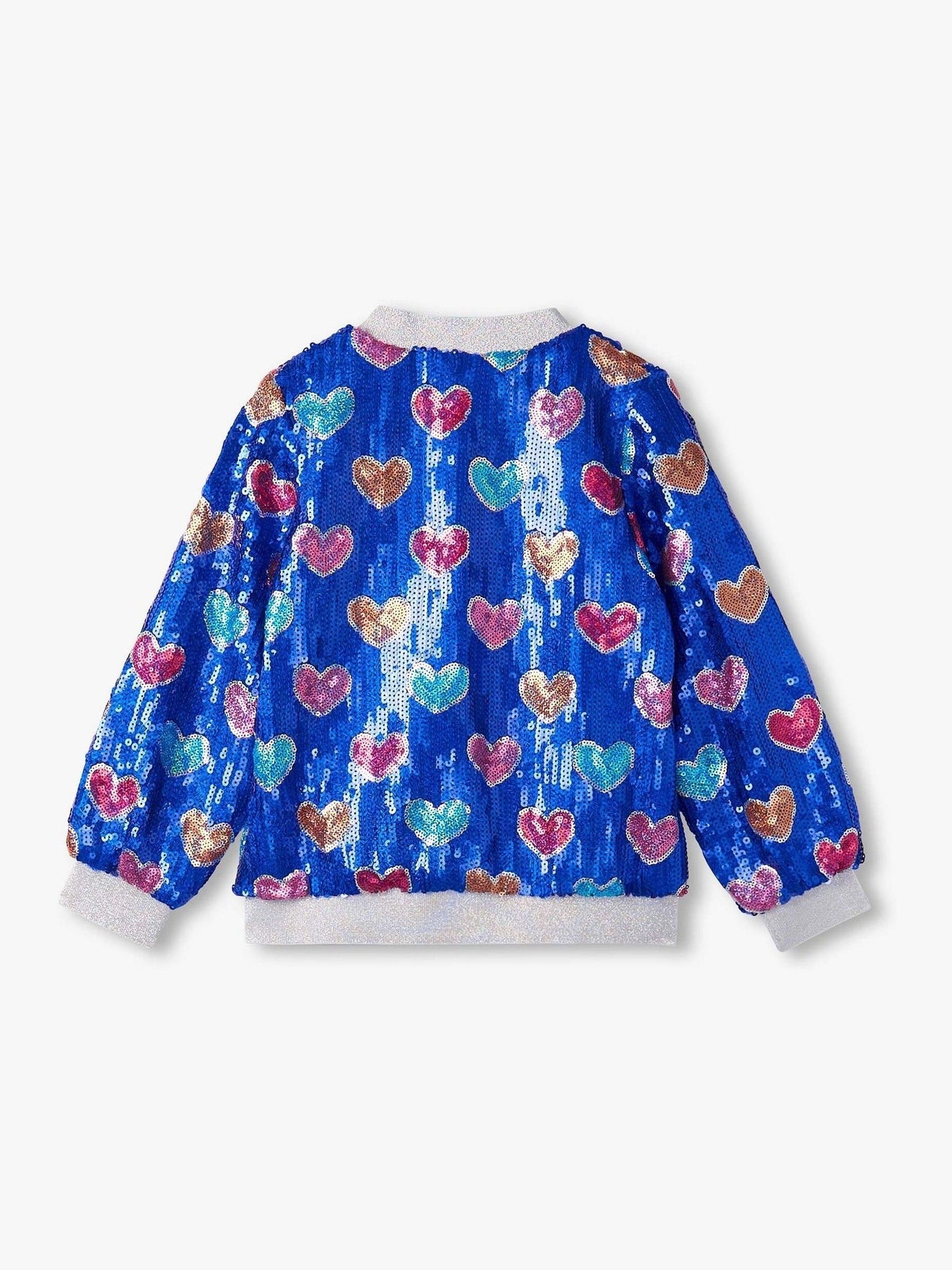 Hatley Blue Busted Hearts Sequin Bomber Jacket