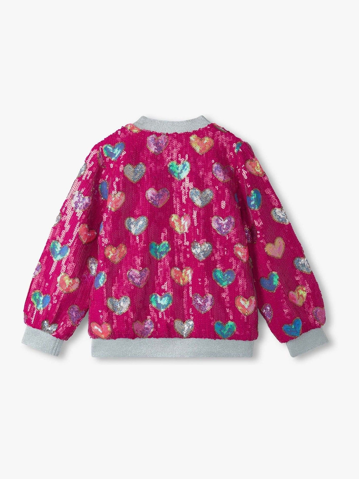 Hatley Pink Busted Hearts Sequin Bomber Jacket