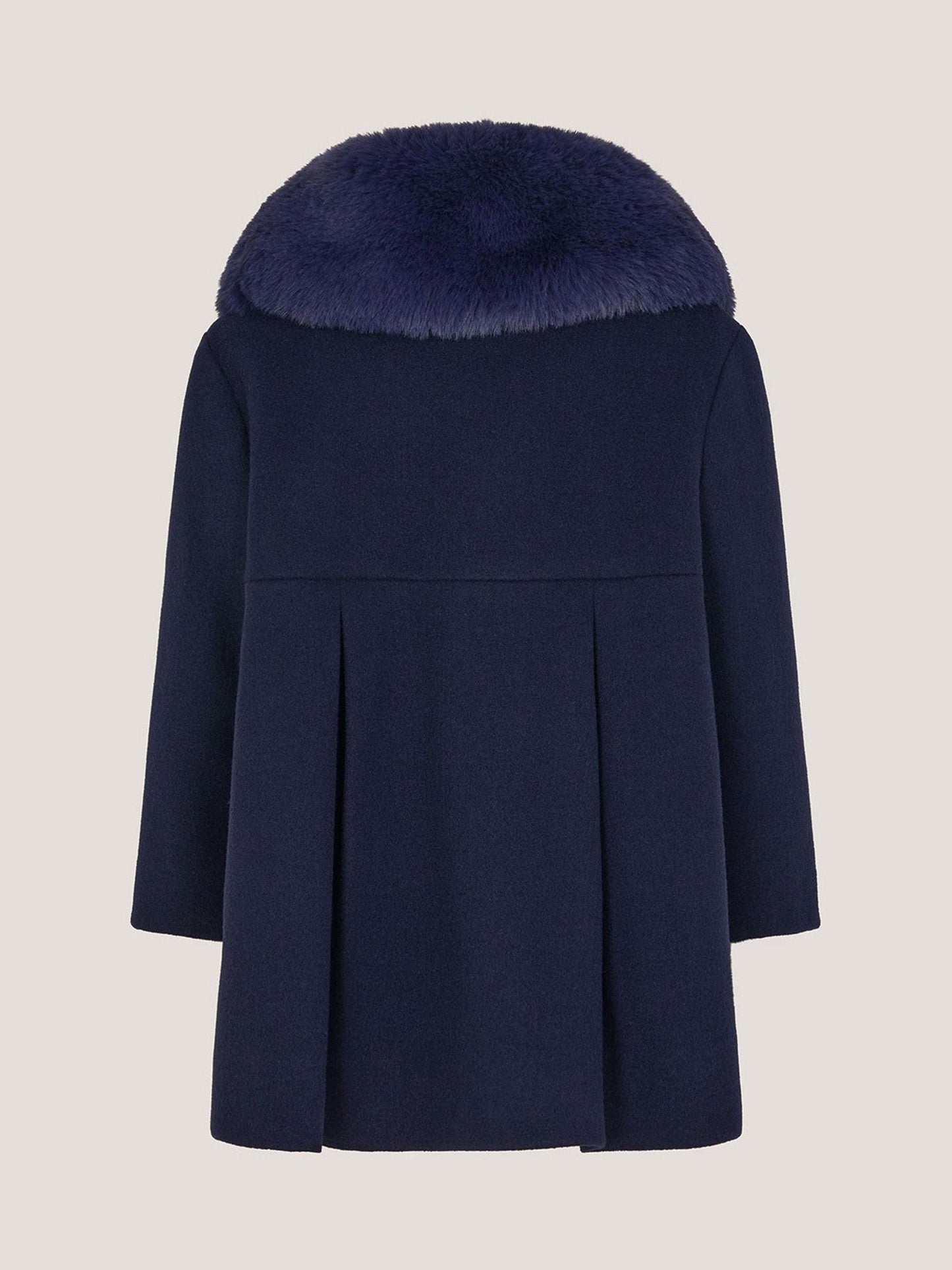 Monsoon Blue Baby Fluffy Collar Bow Coat