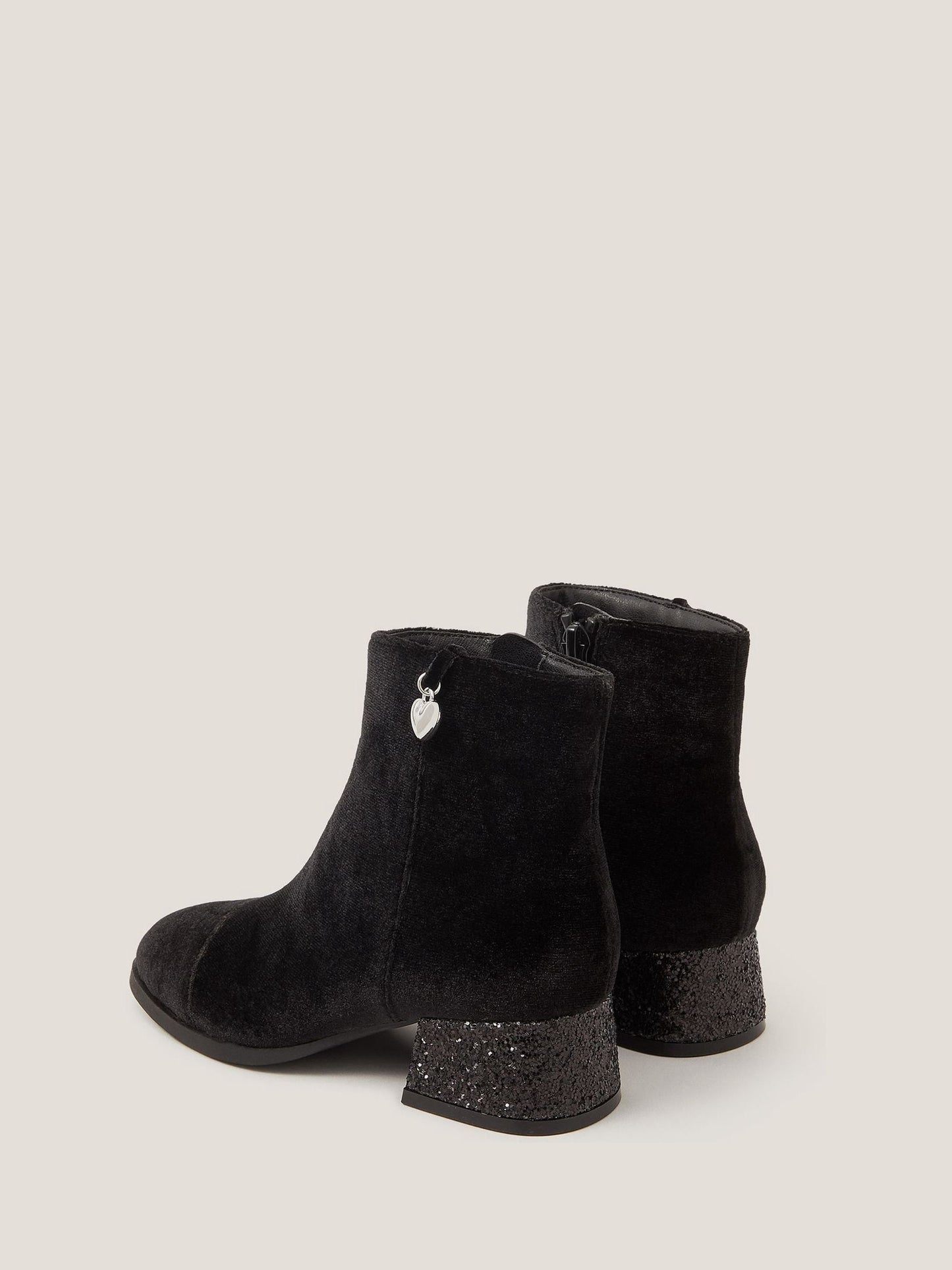 Monsoon Black Velvet Glitter Heel Boots