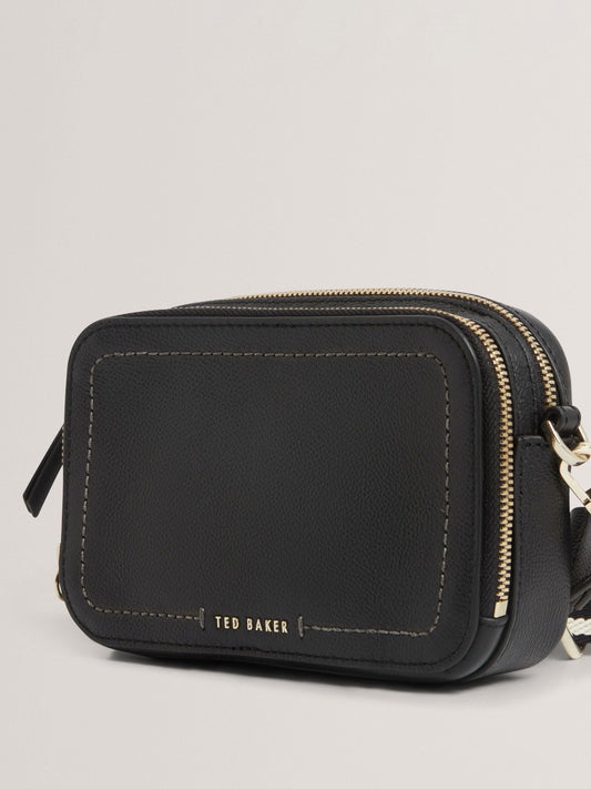 Ted Baker Linzie Siyah Deri Webbing Küçük Omuz Çantası (Kamera Modeli)