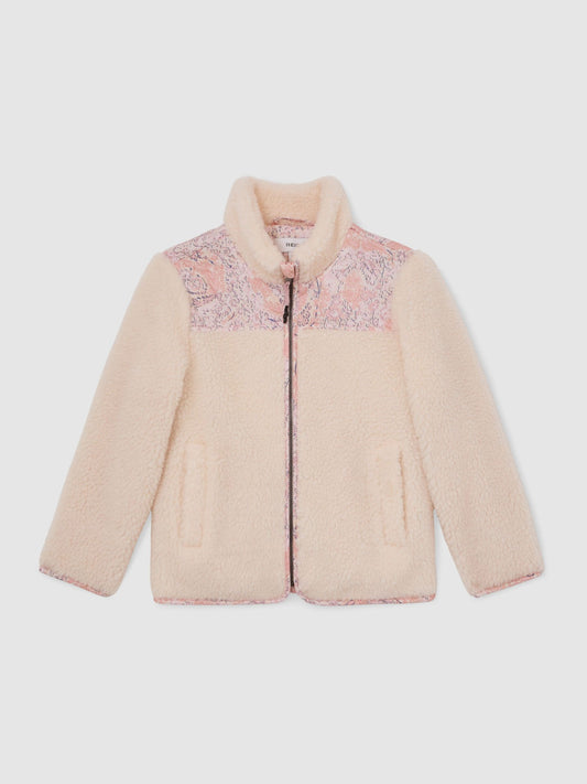 Reiss Ivory Fenella 3-9 yrs Floral-Panel Fleece Jacket