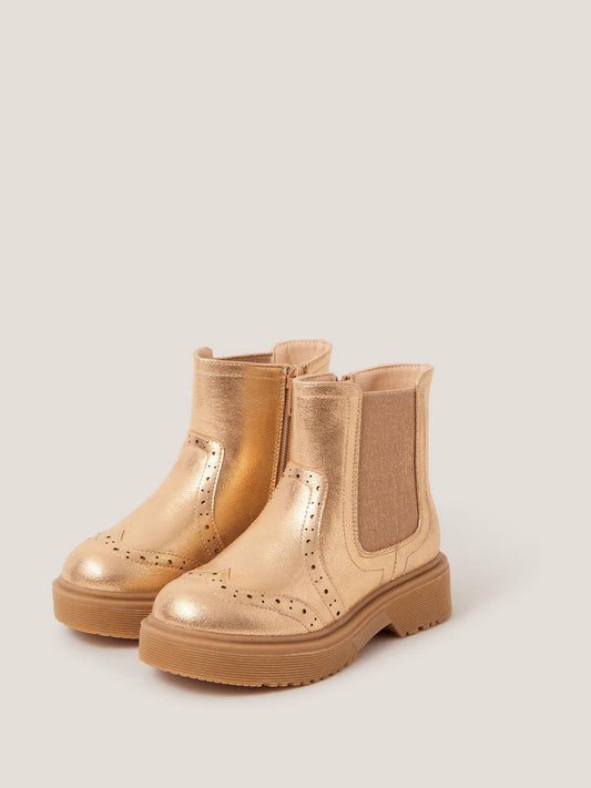 Monsoon Gold Metallic Chelsea Boots