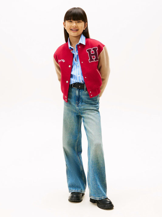 Tommy Hilfiger Red Varsity Back Logo Relaxed Letterman Jacket