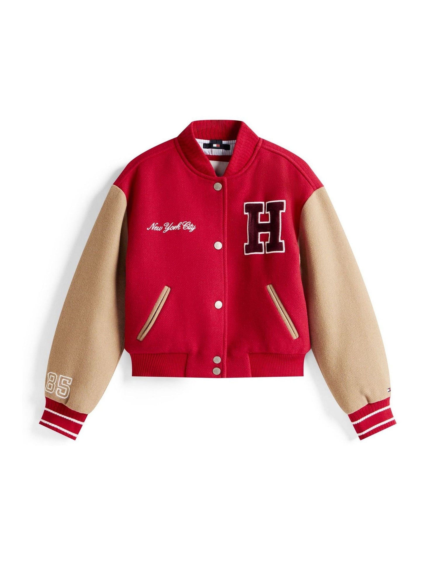 Tommy Hilfiger Red Varsity Back Logo Relaxed Letterman Jacket