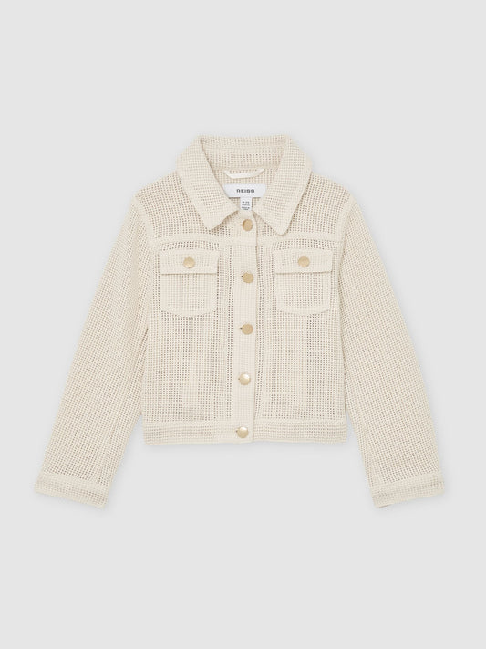 Reiss Neutral Renzo 3-9 yrs Cotton-Blend Textured Trucker Jacket