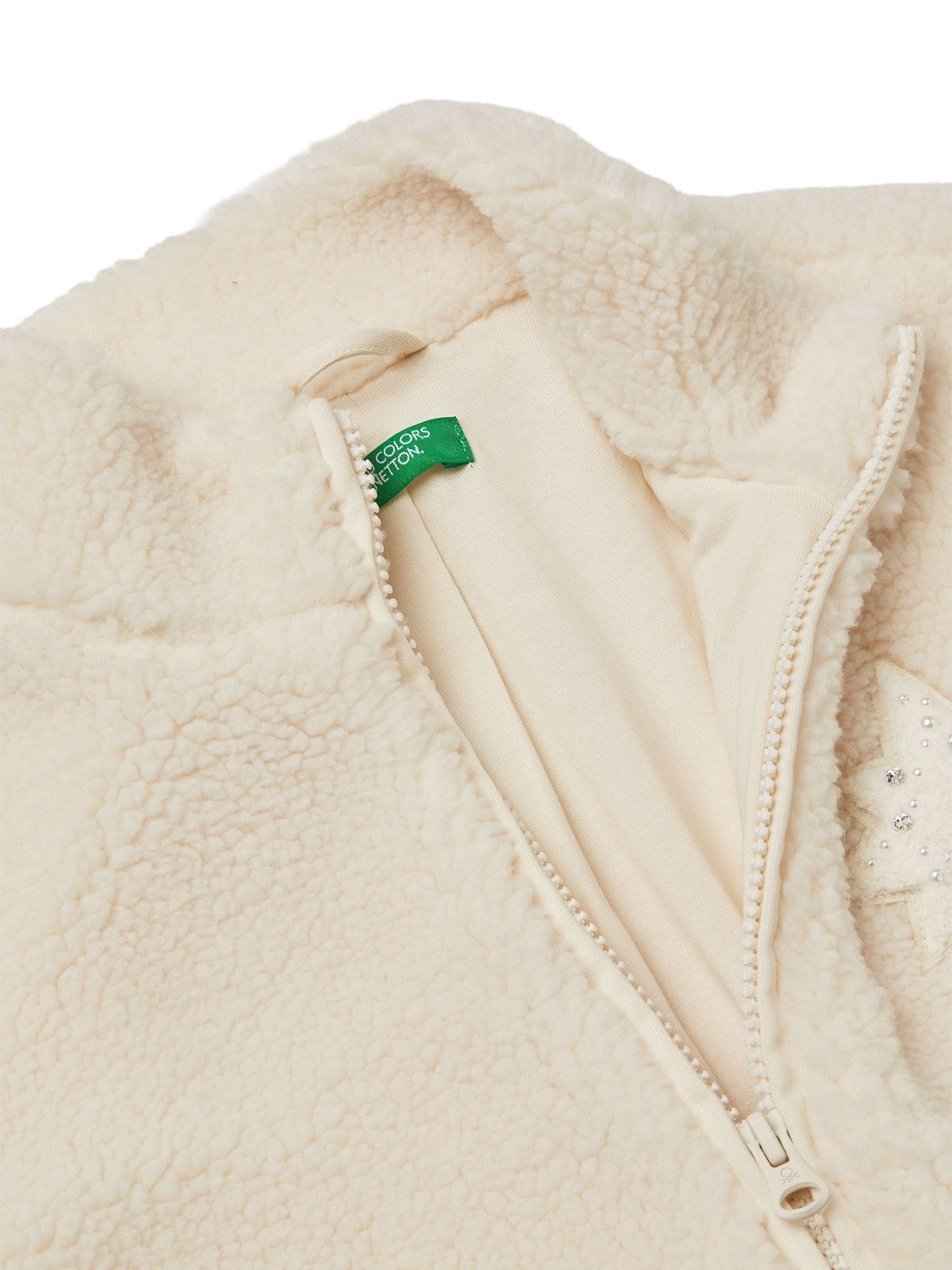 Benetton Fleece Zip Up Cream Jacket