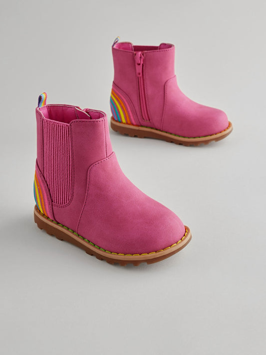 Little Bird by Jools Oliver Pink Rainbow Chelsea Boots