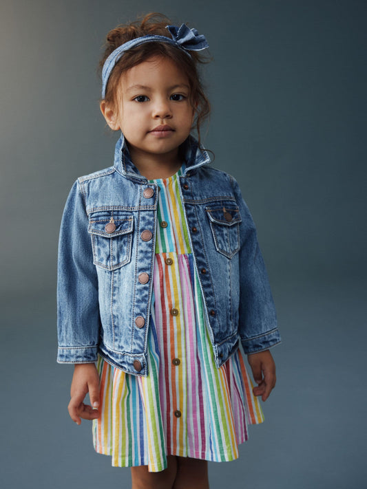 Mid Blue Denim Western 100% Cotton Jacket (3mths-7yrs)