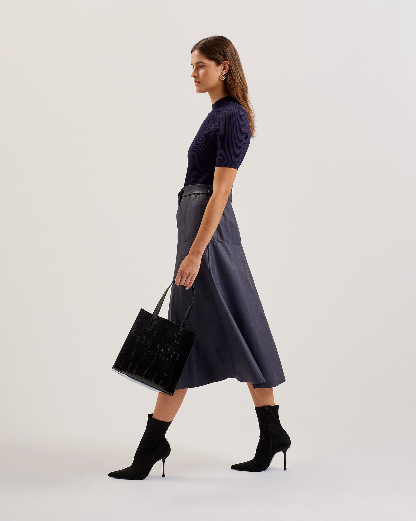 Ted Baker Reptcon Siyah Timsah Dokulu Küçük Icon Çanta