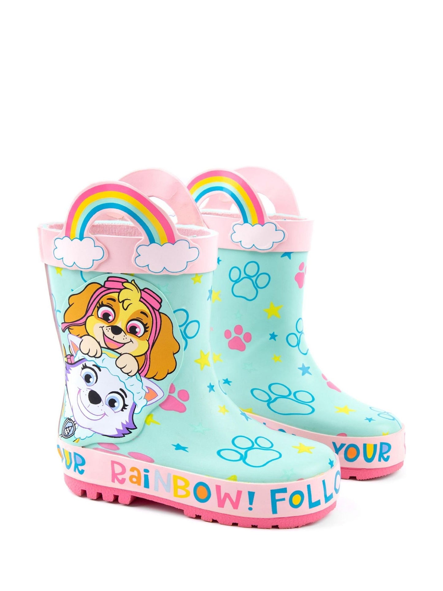 Vanilla Underground Blue Paw Patrol Girls Skye & Everest Wellington Boots with Handles